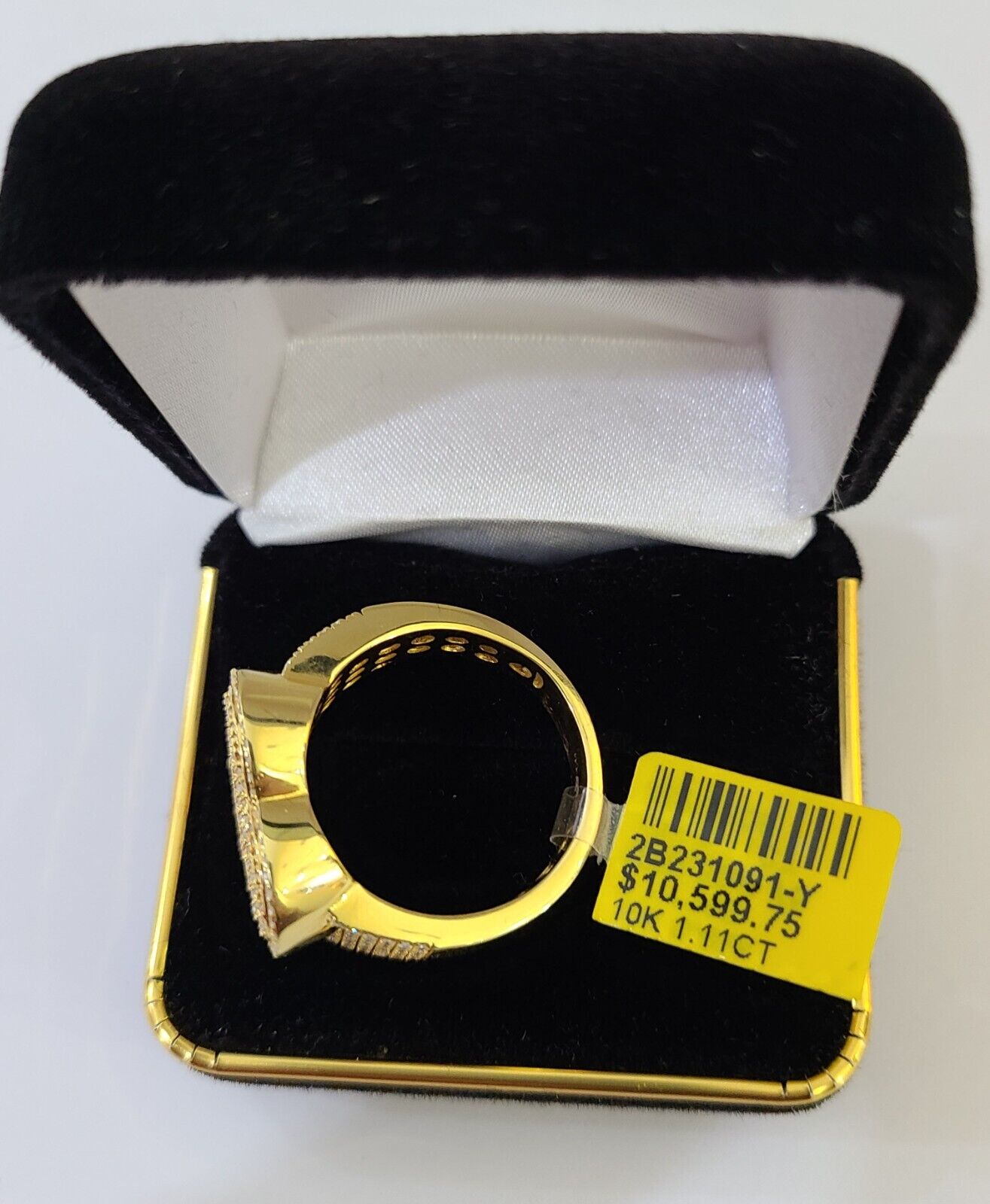 Real 10k Yellow Gold Diamonds Mens Ring Natural Diamond Heart Shaped Size 10 - GoldenlinQ